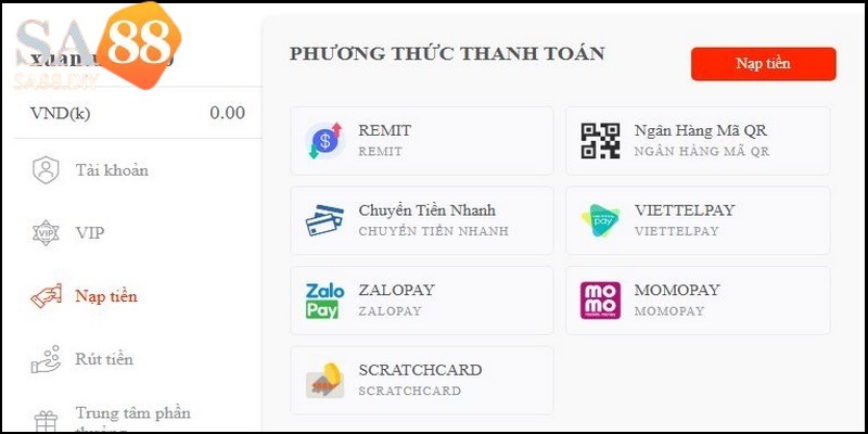 Tìm hiểu chi tiết hướng dẫn nạp tiền SA88 ngay trên link web